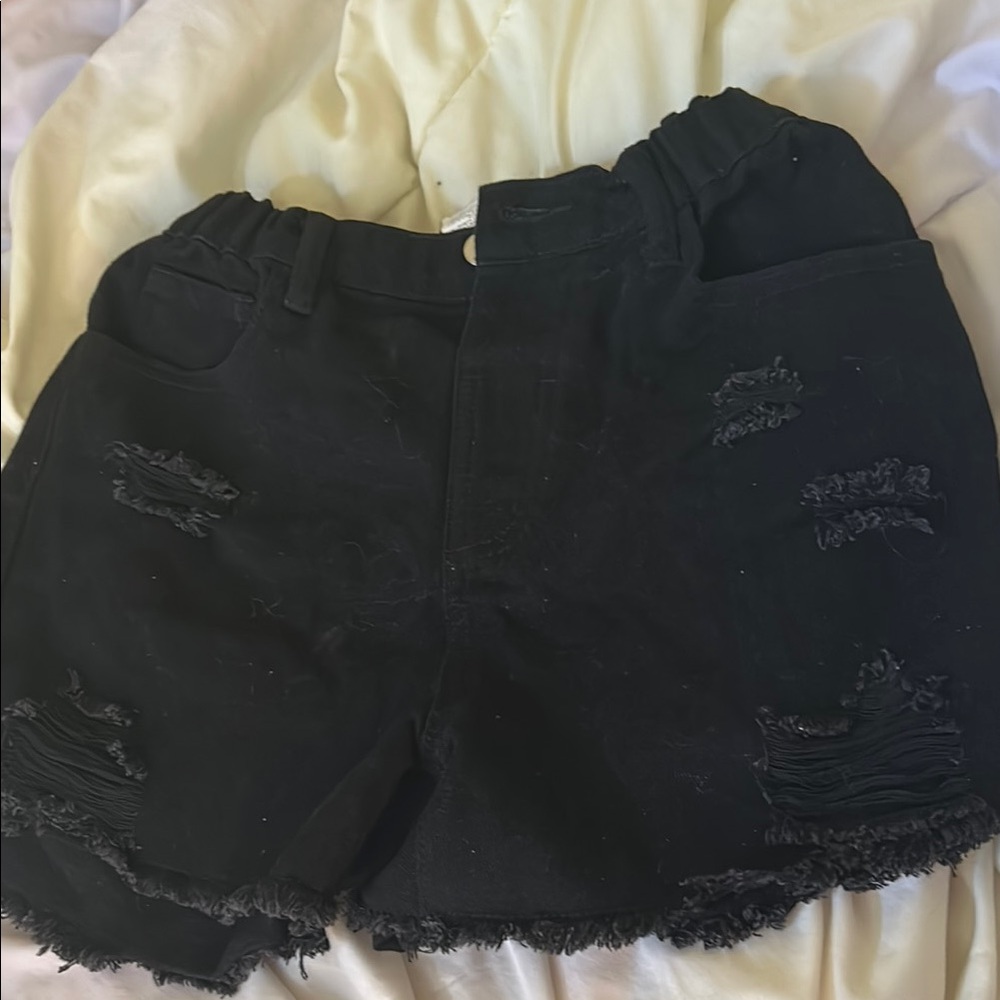 SHEIN Black Cotton Blend Shorts